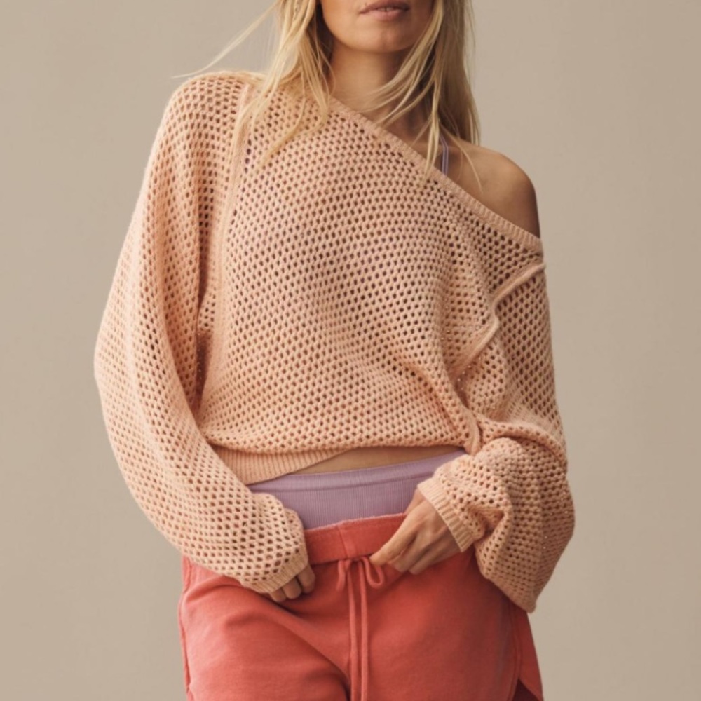 Pilcro Open-Stitch Crew-Neck Sweater